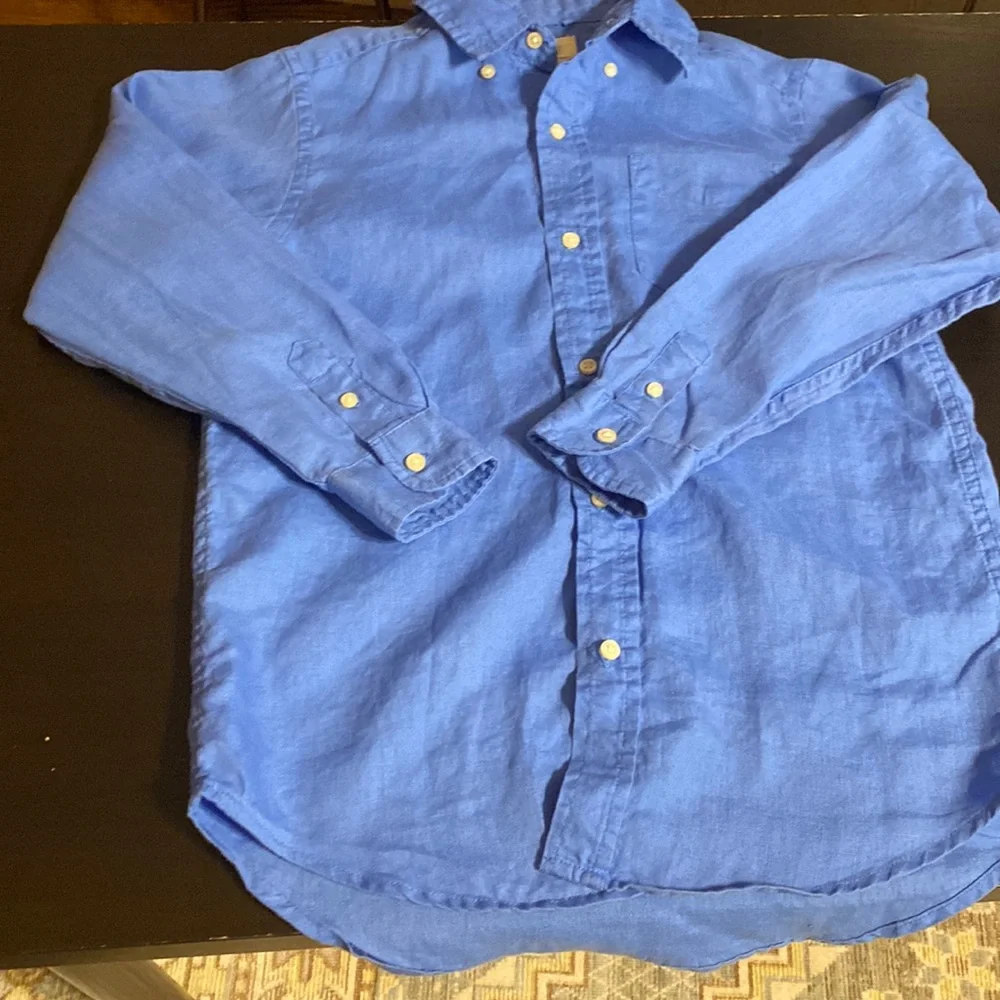 The children place linen button up shirt size M7/8